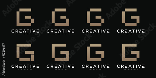 Set of abstract letter G logo design template. Premium Vector