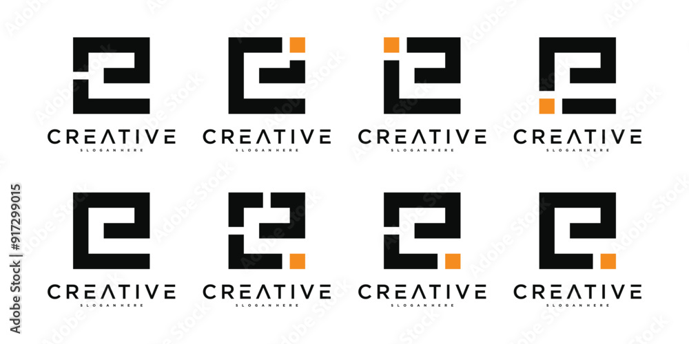 Set of abstract letter E logo design template. Premium Vector Set of abstract letter E logo design template. Premium Vector