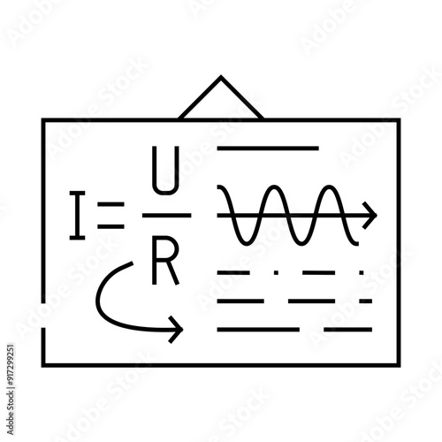 board with ohm law line icon vector. board with ohm law sign. isolated contour symbol black illustration