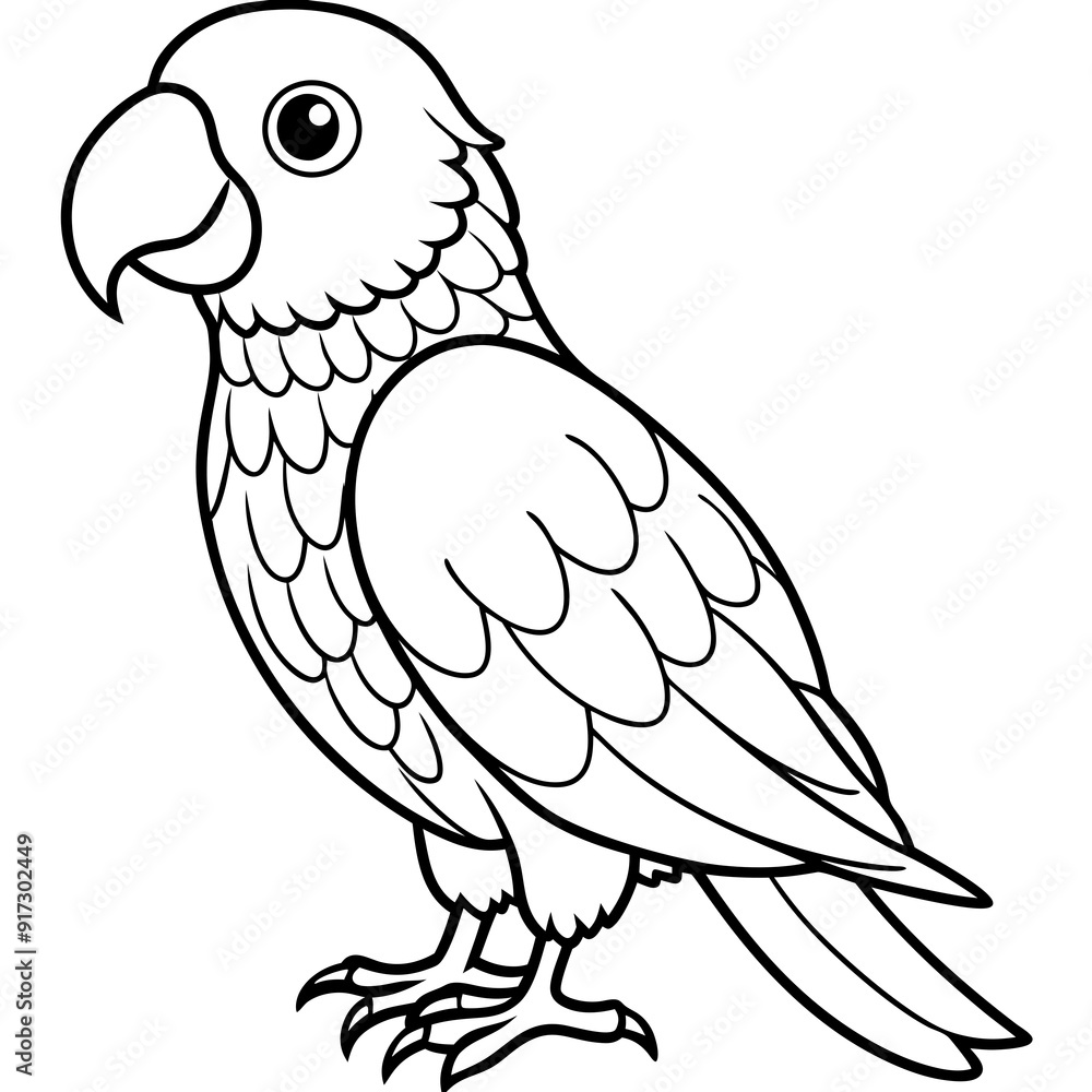 Fototapeta premium Detailed Line Art Illustration of a Parakeet