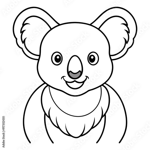 Detailed Line Art Illustration of a Koala