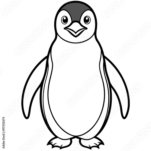 Minimalistic Line Art of a Penguin