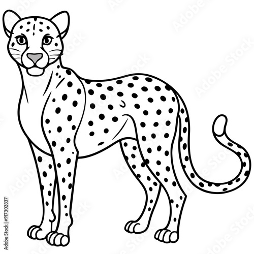 Detailed Line Art Illustration of a Cheetah