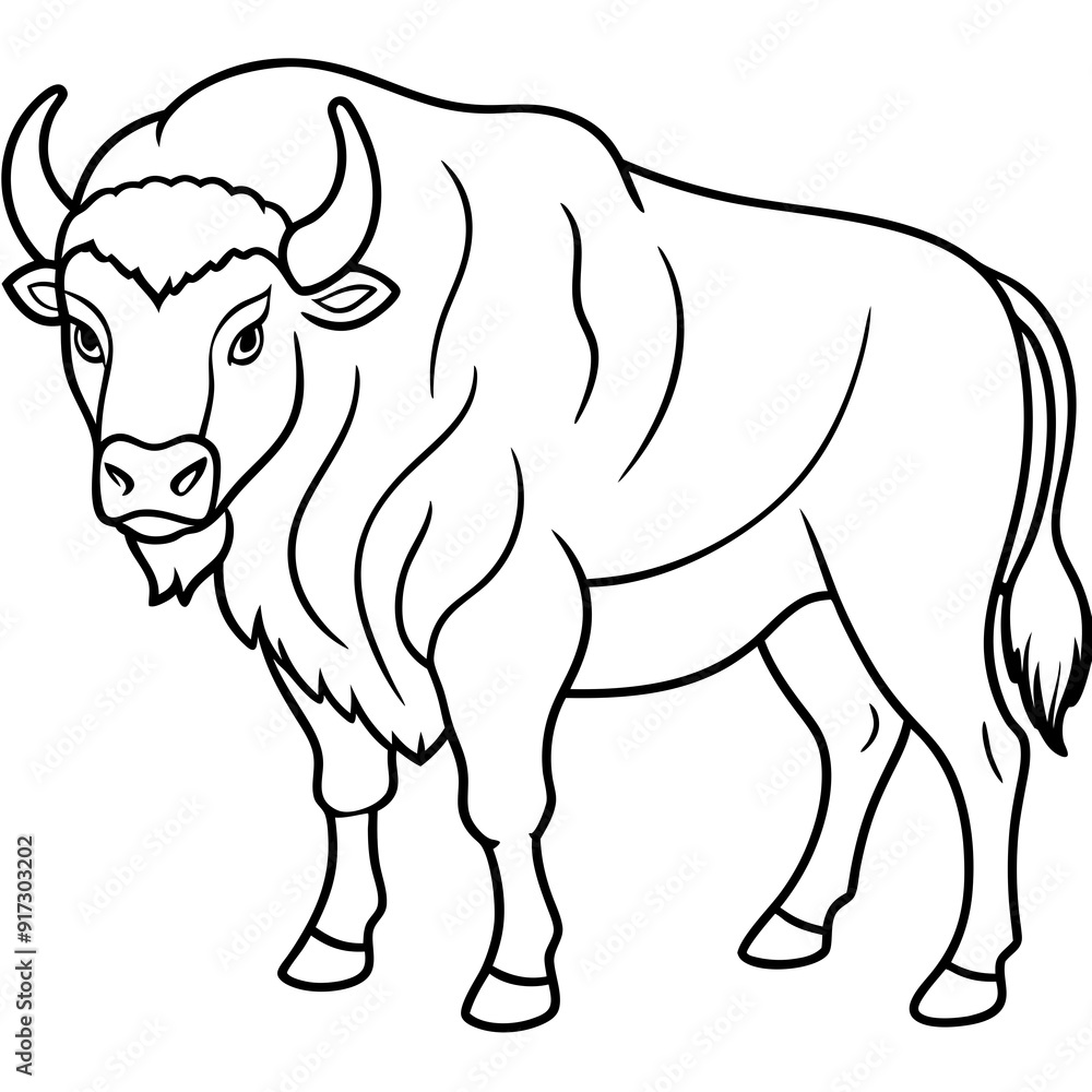 Fototapeta premium Detailed Line Art of a Bison