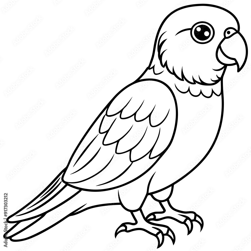 Detailed Line Art Illustration of a Parakeet Detailed Line Art Illustration of a Parakeet