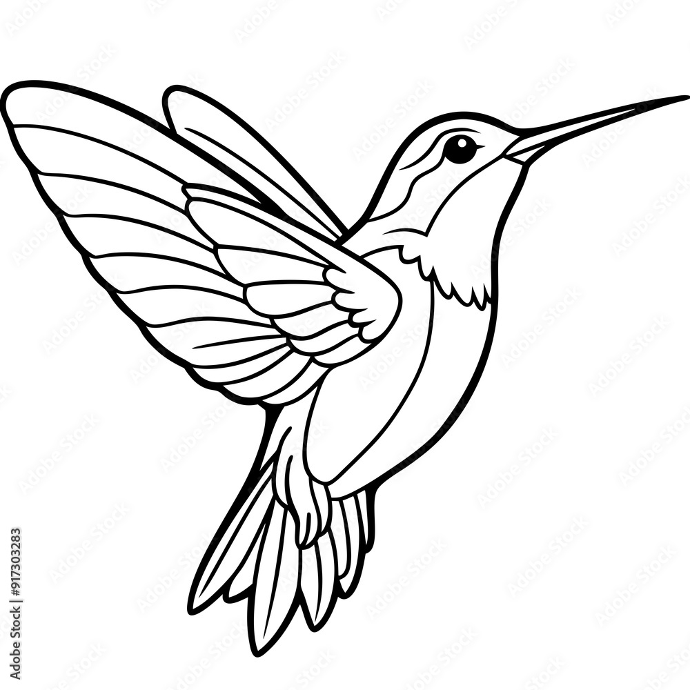Obraz premium Detailed Line Art of a Hummingbird