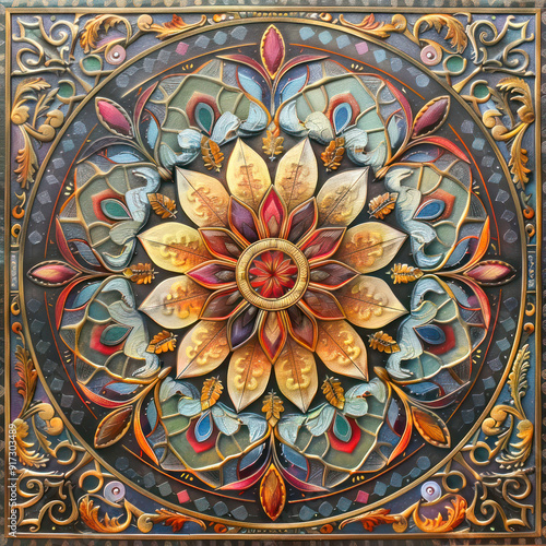 Wallpaper Mural Intricate luxury colorful mandala with arabesque on a white background. Torontodigital.ca