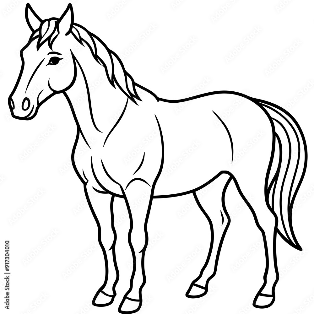 Detailed Line Art of a Horse Detailed Line Art of a Horse