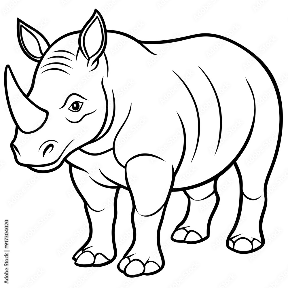 Fototapeta premium Detailed Line Art of a Rhinoceros
