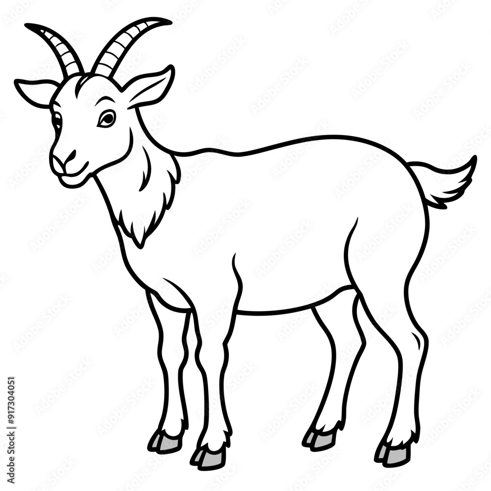 Fototapeta premium Detailed Line Art Illustration of a Goat