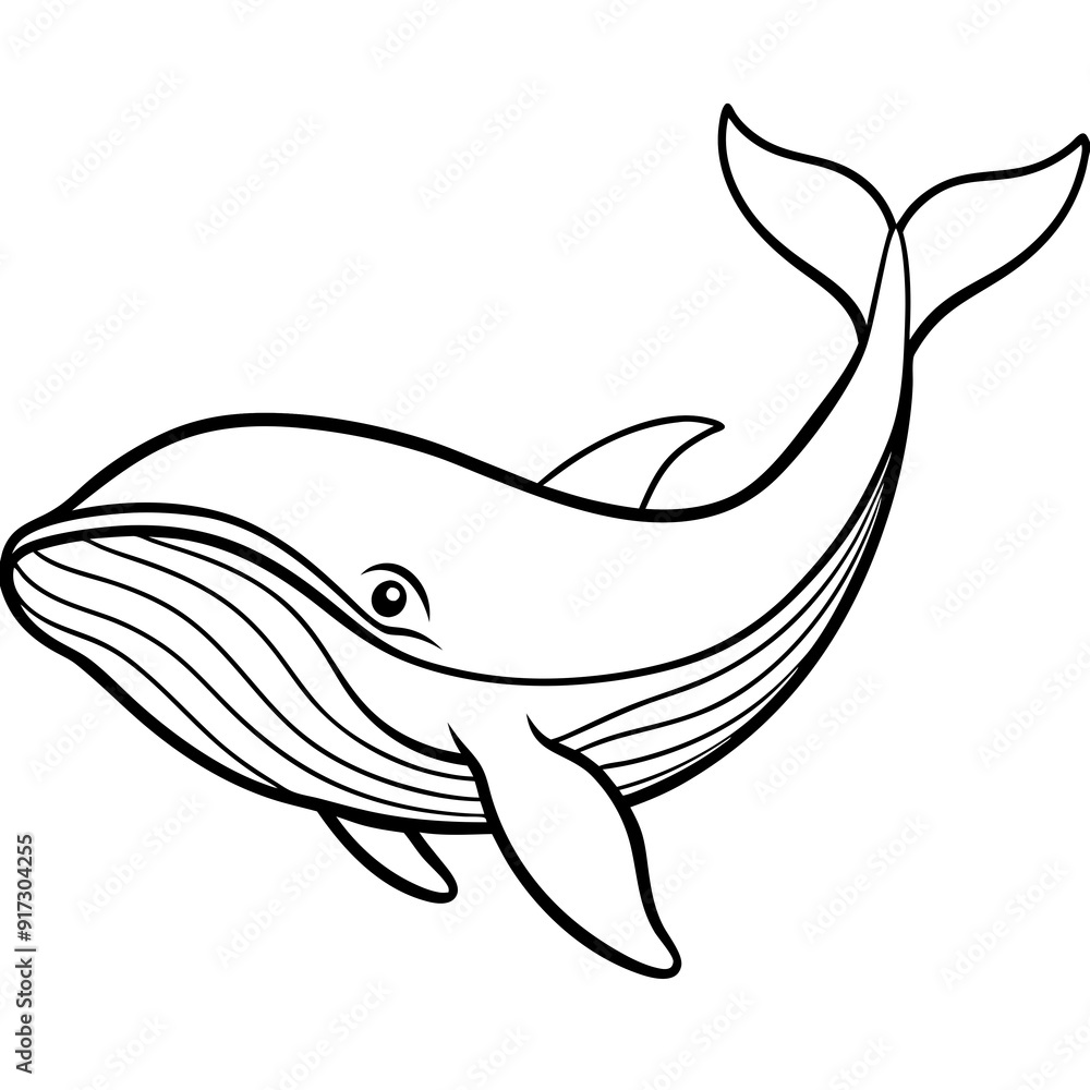 Detailed Line Art Illustration of a Whale Detailed Line Art Illustration of a Whale