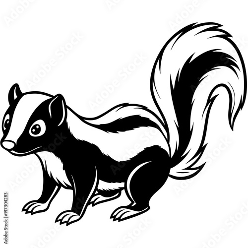 Detailed Line Art of a Skunk Illustration