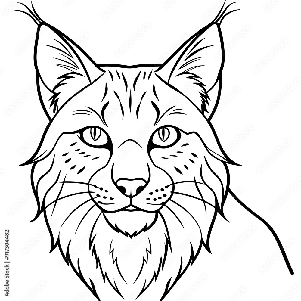 Obraz premium Detailed Line Art Illustration of a Lynx