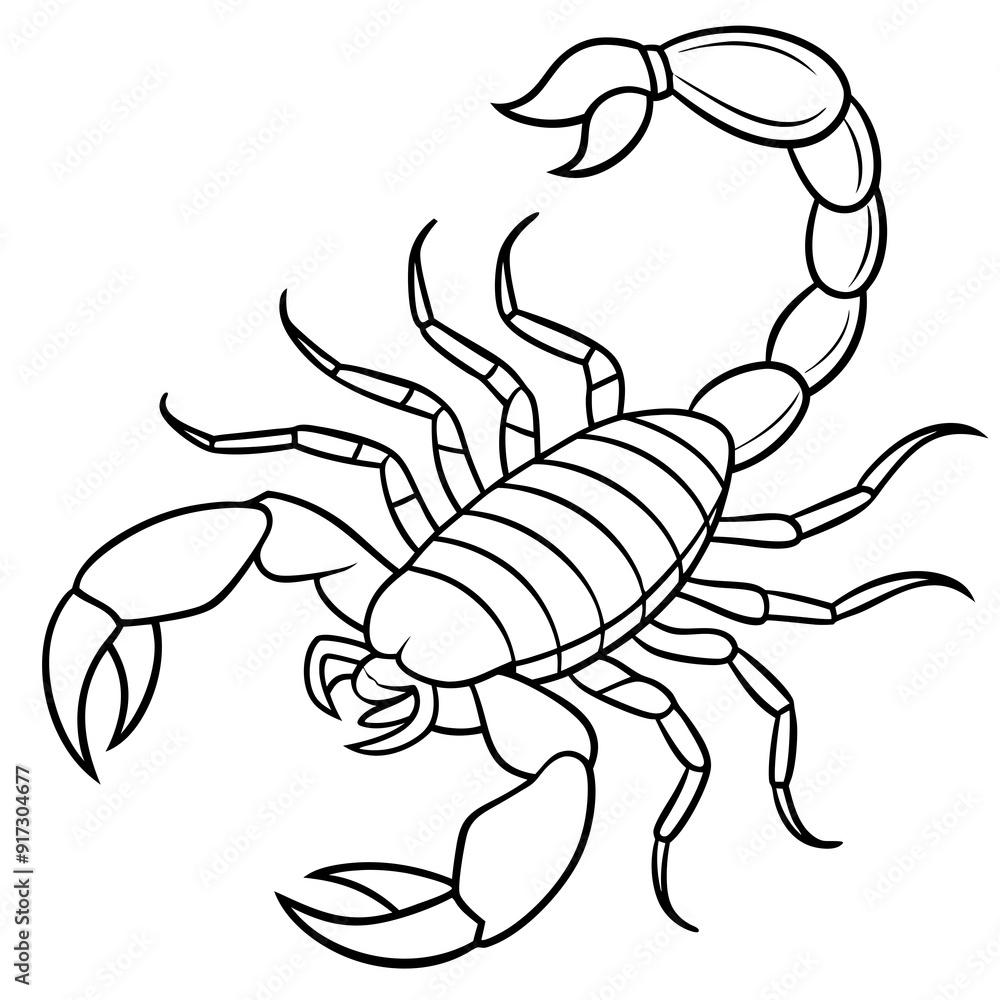 Detailed Line Art of a Scorpion Illustration