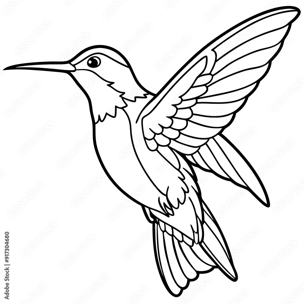 Obraz premium Detailed Line Art of a Hummingbird