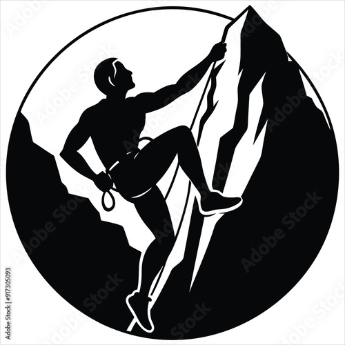 Rock climbing silhouettes vector illustration on white background