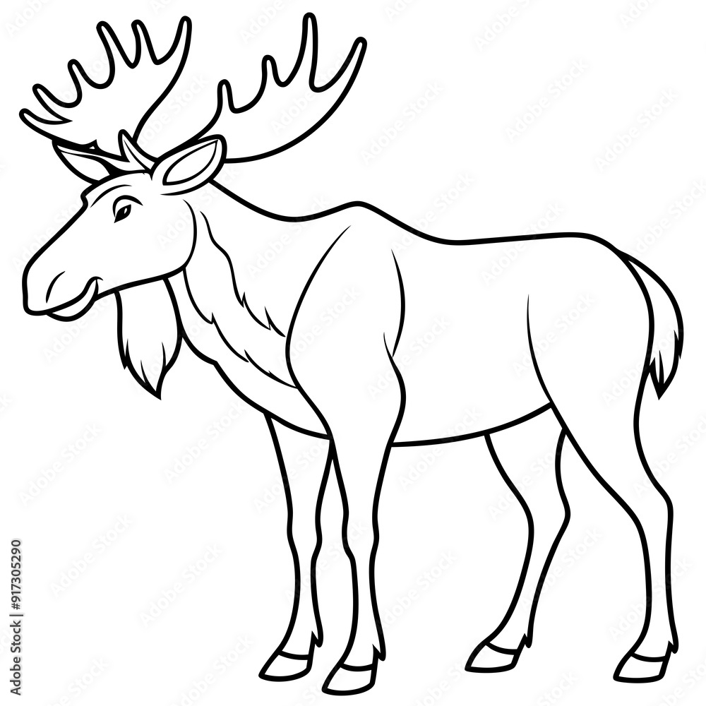 Obraz premium Detailed Line Art Illustration of a Moose