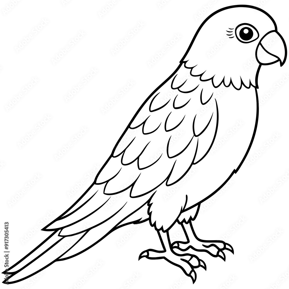 Detailed Line Art Illustration of a Parakeet Detailed Line Art Illustration of a Parakeet