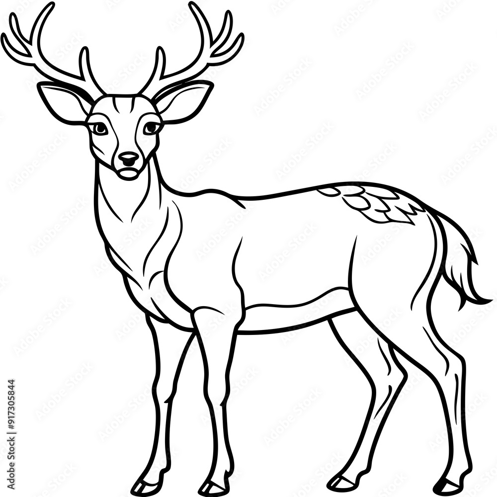 Obraz premium Detailed Line Art Illustration of a Majestic Deer