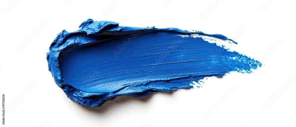 A Smudged Stroke of Vivid Blue Lipstick on White A Smudged Stroke of Vivid Blue Lipstick on White