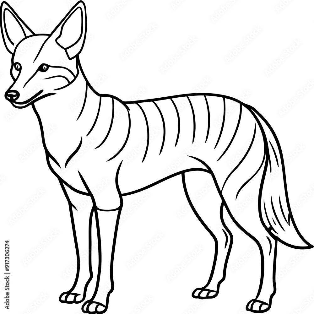 Obraz premium Detailed Line Art Illustration of a Jackal