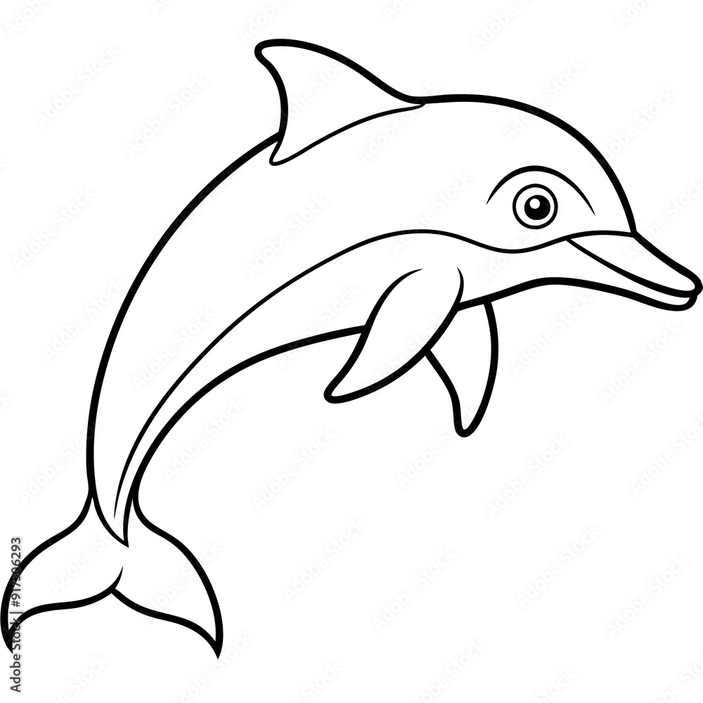 Fototapeta premium Detailed Line Art Illustration of a Dolphin