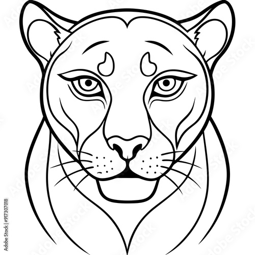 Detailed Line Art Illustration of a Panther