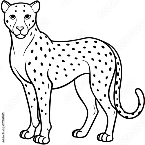 Detailed Line Art of a Cheetah Illustration
