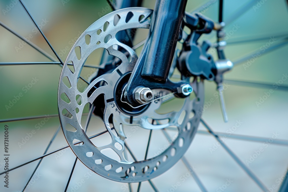 Mountain bike disc brake rotor close-up. Beautiful simple AI generated image in 4K, unique. Mountain bike disc brake rotor close-up. Beautiful simple AI generated image in 4K, unique.