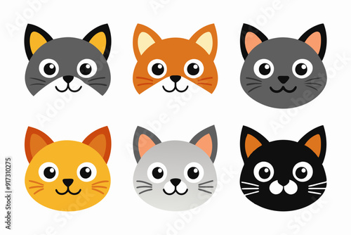 Icon related mascot cat head set logo