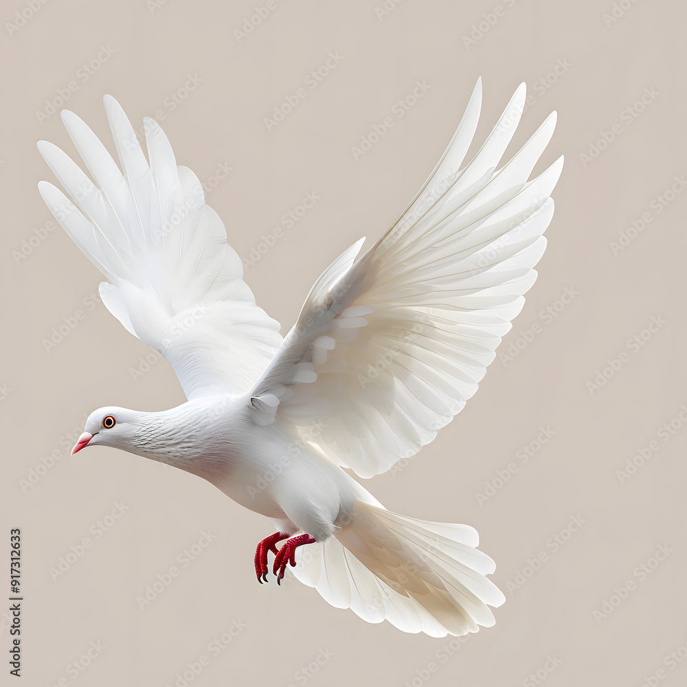 Fototapeta premium White Dove flying isolated on white background
