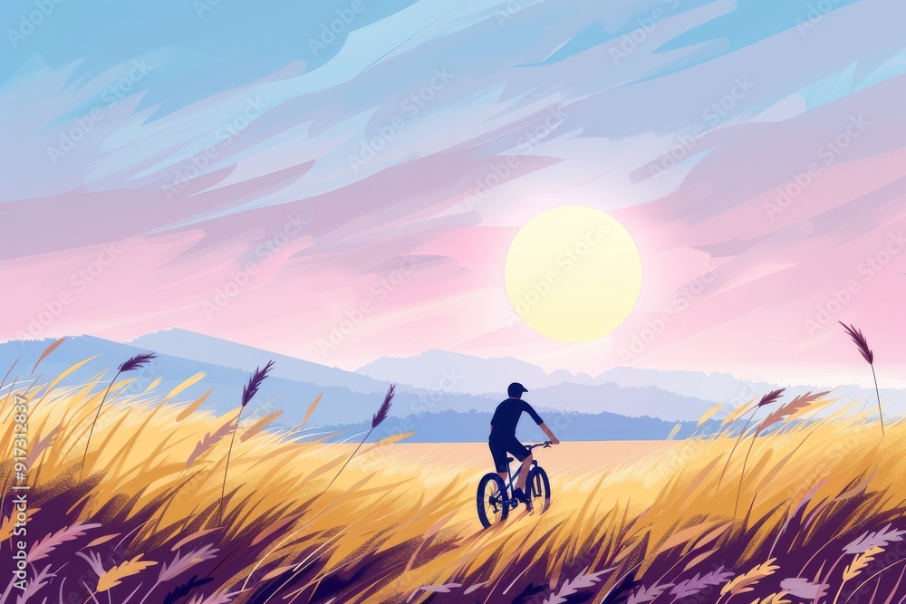 Motorcyclist Riding into the Sunset - Generative AI. Beautiful simple AI generated image in 4K, unique. Motorcyclist Riding into the Sunset - Generative AI. Beautiful simple AI generated image in 4K, unique.