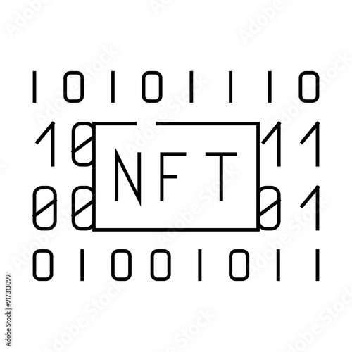 nft code line icon vector. nft code sign. isolated contour symbol black illustration
