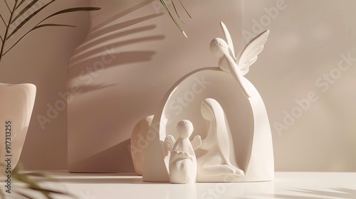 Subtle Grace: Minimalist Christmas Nativity Illustration