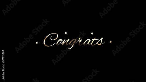Gold lettering Congrats with stars on transparent background. Suitable for celebratory occasions, achievements, graduations, promotions, and event invitations.