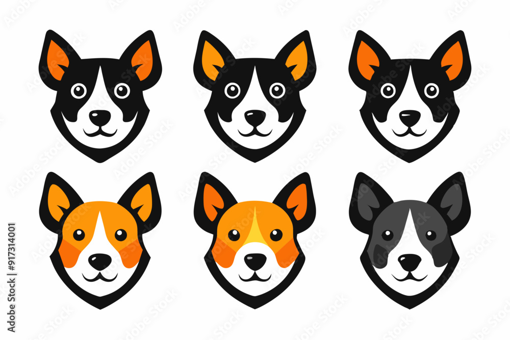 Icon related mascot dog head logo set vector design Icon related mascot dog head logo set vector design