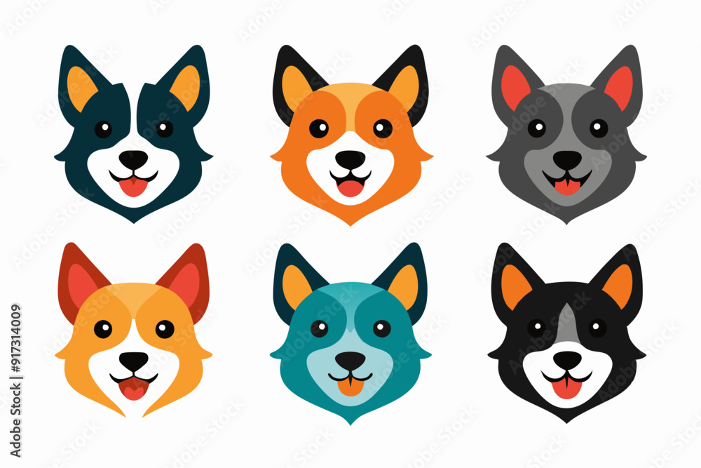 Icon related mascot dog head logo set vector design Icon related mascot dog head logo set vector design