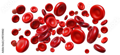 Hemoglobin red blood cells are isolated on a transparent background.