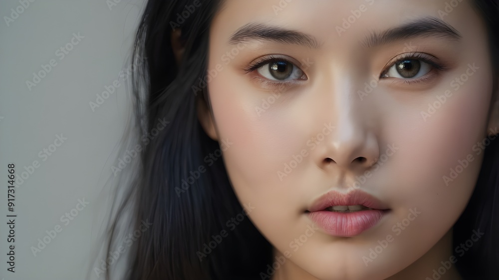 Portrait young asian woman model with beautiful natural face healthy facial skin cosmetic, skin care, body care, beauty salon. AI generated Portrait young asian woman model with beautiful natural face healthy facial skin cosmetic, skin care, body care, beauty salon. AI generated