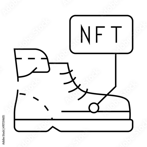 virtual blockchain-based sneakers line icon vector. virtual blockchain-based sneakers sign. isolated contour symbol black illustration