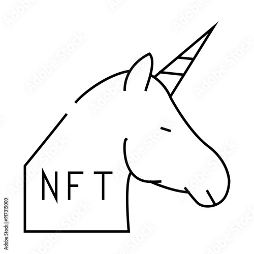 nft unicorn line icon vector. nft unicorn sign. isolated contour symbol black illustration