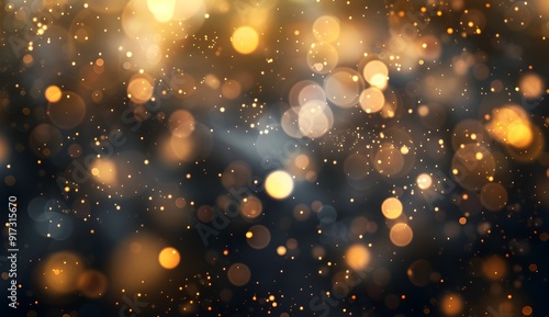F Misty bokeh effect on transparent background, golden lights and sparks -