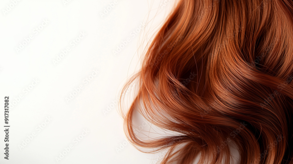 Long red wavy hair on a light background. Long red wavy hair on a light background.