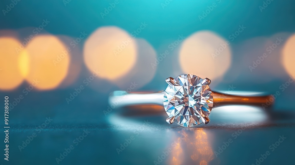 A close up shot of a diamond ring glistening under a spotlight, showcasing its intricate craftsmanship. A close up shot of a diamond ring glistening under a spotlight, showcasing its intricate craftsmanship.