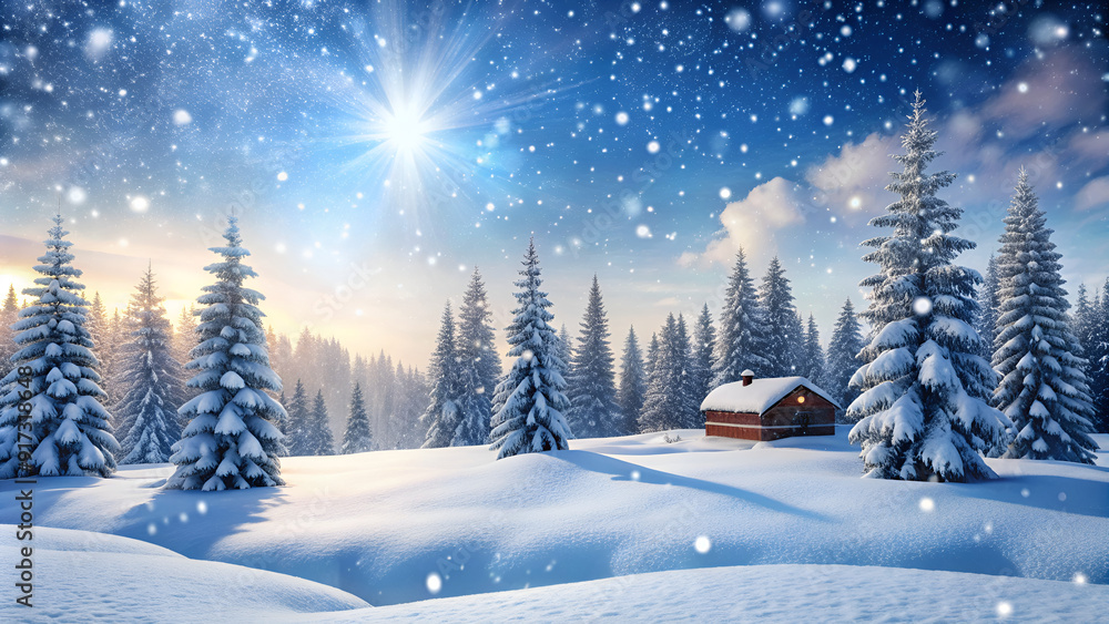 Fototapeta premium winter landscape with snow covered trees