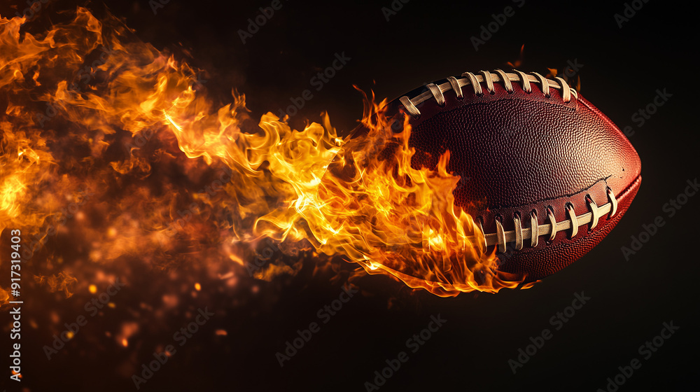American Football on Fire with Dramatic Flames and Dark Background
American Football on Fire with Dramatic Flames and Dark Background