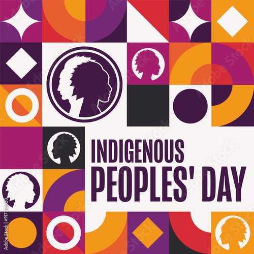 Indigenous Peoples' Day. Holiday concept. Template for background, banner, card, poster with text inscription. Vector EPS10 illustration.