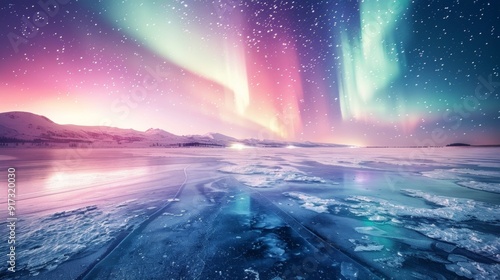 beautiful northern lights on cold night