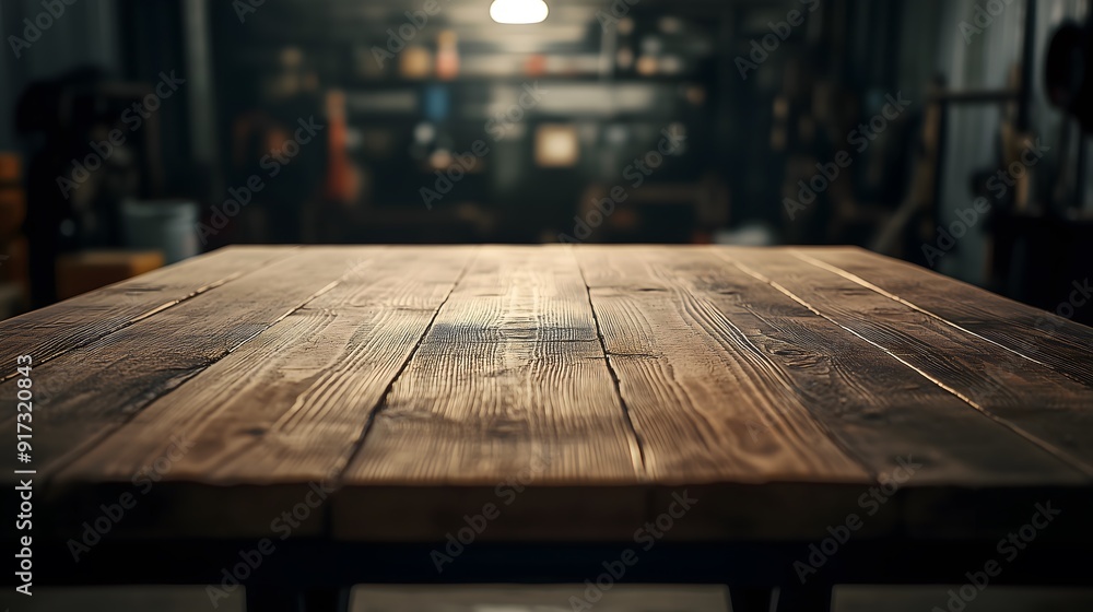 Rustic Wooden Table in Sunlit Workshop - Ideal for Product Display Rustic Wooden Table in Sunlit Workshop - Ideal for Product Display