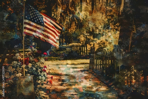 USA Flag Vintage Memorial Day